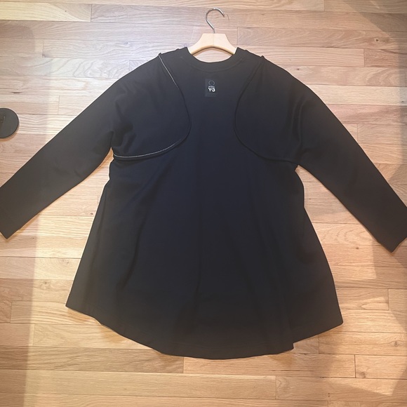 Y-3 Yohji Yamamoto Black Top w/Geometric Contrasting Top Stitching Size L - Picture 2 of 15